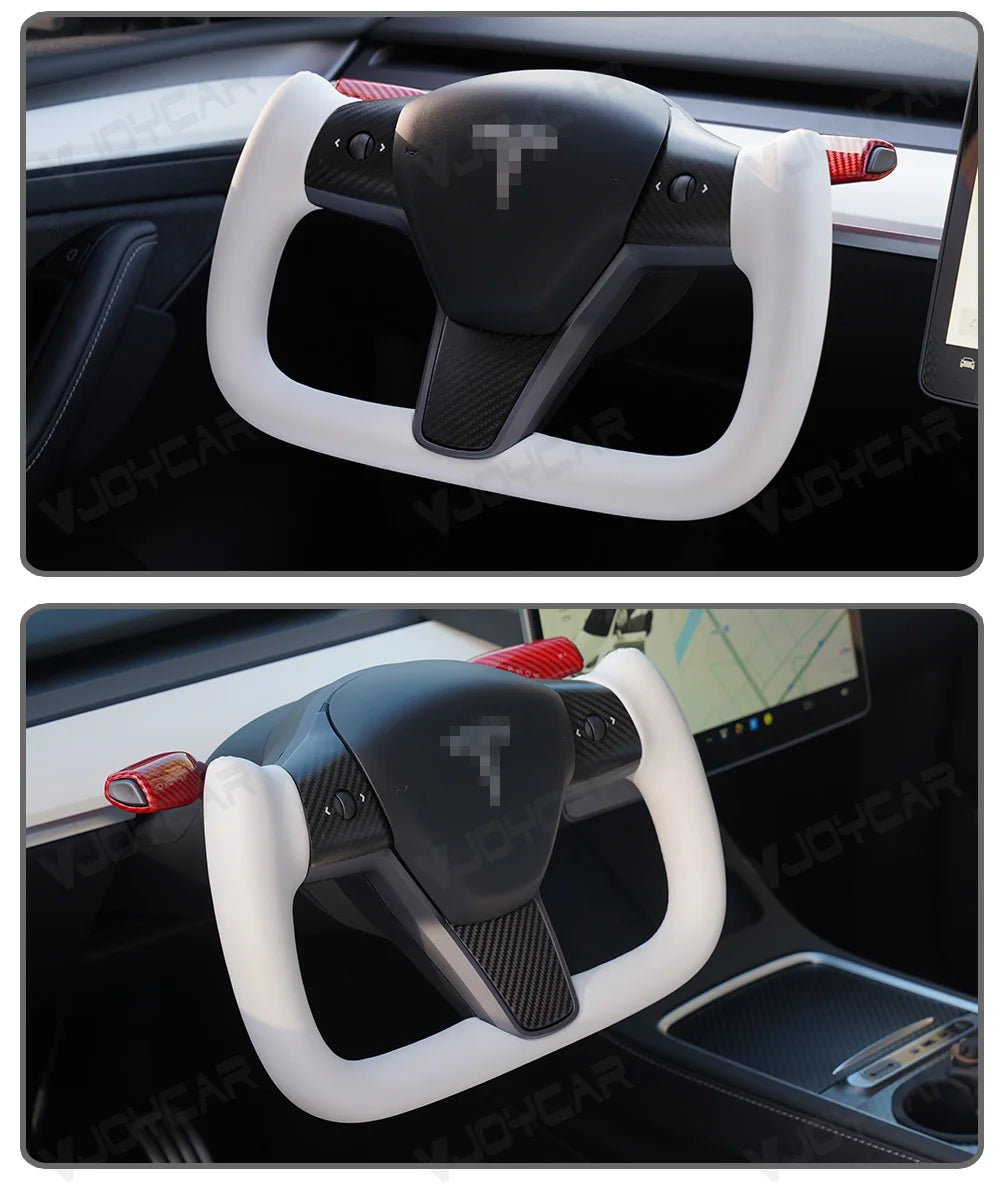 Budget Heated Carbon Yoke Steering Wheel for Model 3 / Model Y