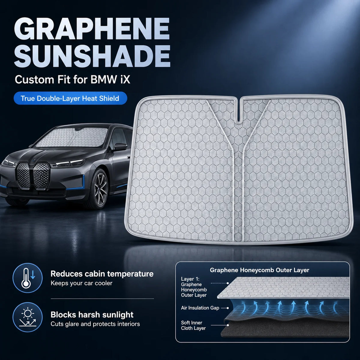 Graphene Windshield Sunshade for BMW iX