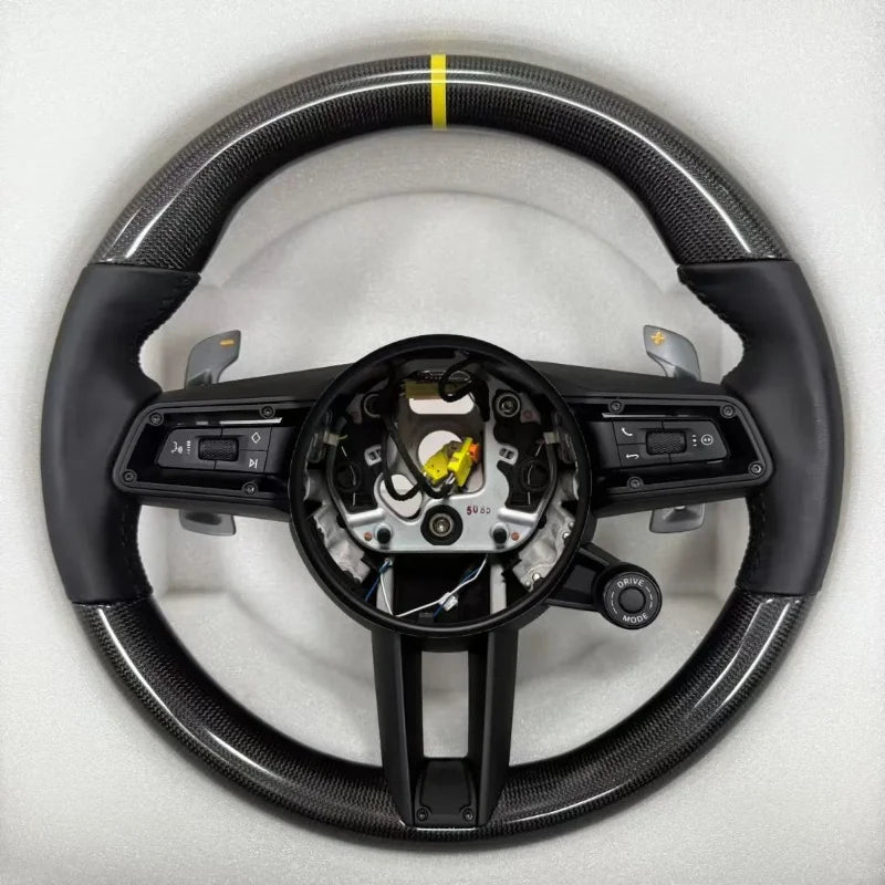 Leather Carbon Fiber Steering Wheel for Porsche Taycan Family