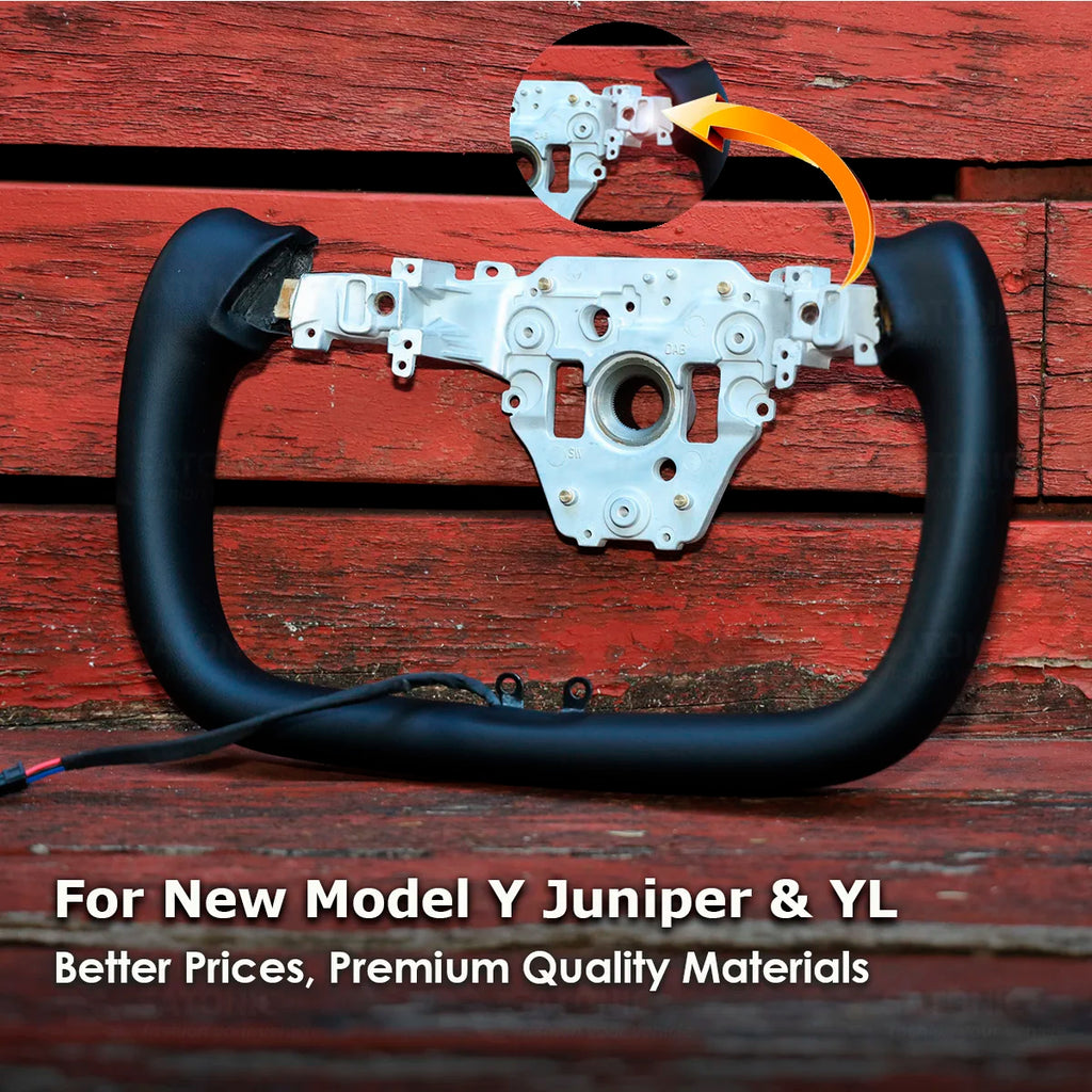 Heated Sports Yoke Steering Wheel for Model Y Juniper — Nappa