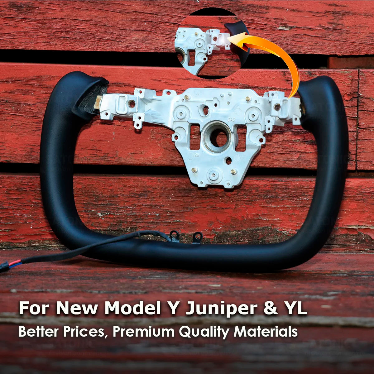 Heated Sports Yoke Steering Wheel for Model Y Juniper — Nappa