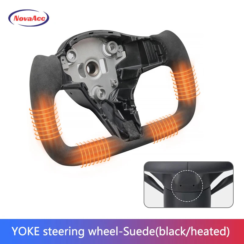 Heated Nappa / Suede Yoke Steering Wheel for Model 3 / Model Y (2017–2023)