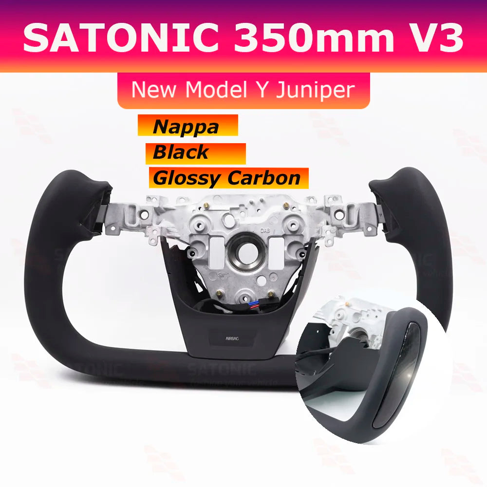 Custom Heated Yoke Steering Wheel for Model Y Juniper — Sport Colors