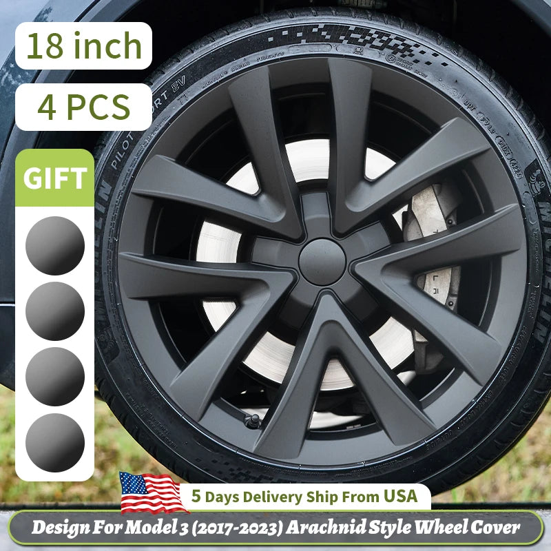 18-Inch Arachnid-Style Hubcap Covers for Model 3 (2017-2023), Set of 4