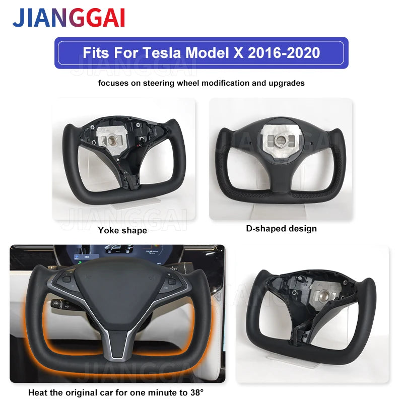 Heated Leather Yoke Steering Wheel for Model S / Model X (2014–2020)