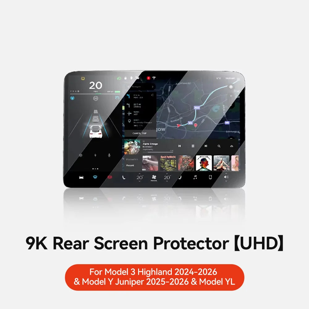 Rear-Row Tempered Glass Screen Protector for Model 3 / Model Y (Highland & Juniper 2024+)