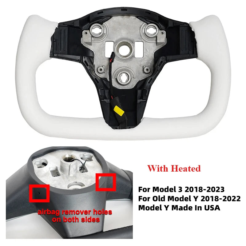 Carbon Fiber Leather Yoke Steering Wheel for Model 3 / Model Y (2018–2024)