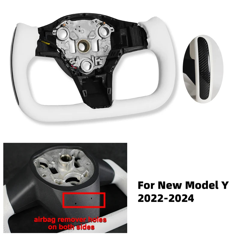 Carbon Fiber Leather Yoke Steering Wheel for Model 3 / Model Y (2018–2024)