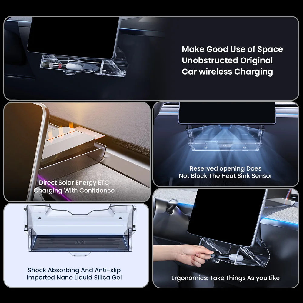 Magnetic Under-Screen Storage Tray for Model 3 Highland (2024+) & Model Y Juniper (2025+)