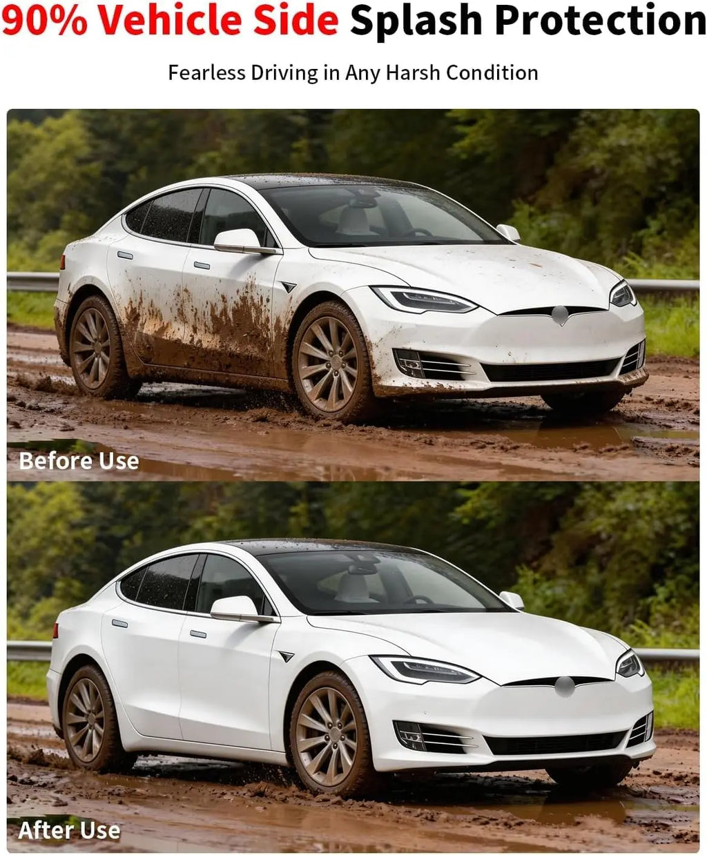 No-Drill Mud Flaps for Model S (2022+), Set of 4