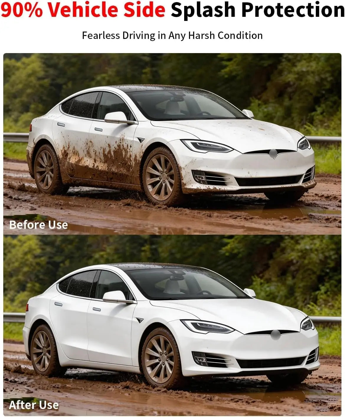 No-Drill Mud Flaps for Model S (2022+), Set of 4