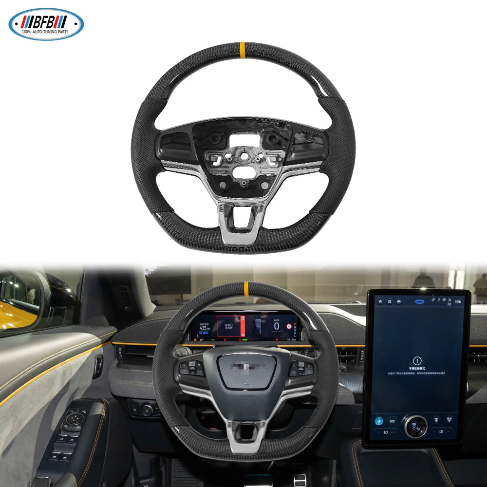 Real Carbon Fiber Replacement Steering Wheel for Mustang Mach-E (2021+)