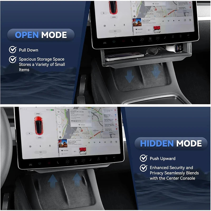 Under-Screen Hidden Storage Box for Model 3 (2019-2023)