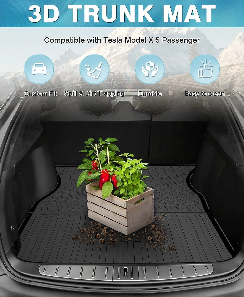 TPE All-Weather Cargo Liner for Model X 5-Seater (2016-2025)