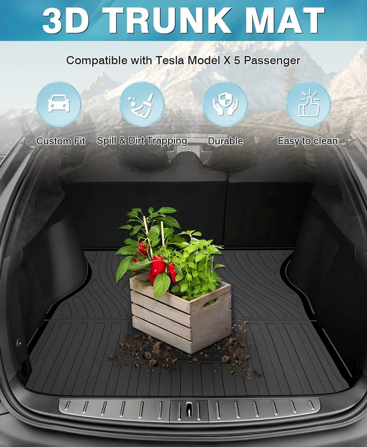 TPE All-Weather Cargo Liner for Model X 5-Seater (2016-2025)