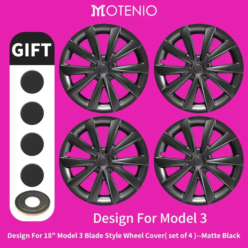 18-Inch Arachnid-Style Hubcap Covers for Model 3 (2017-2023), Set of 4