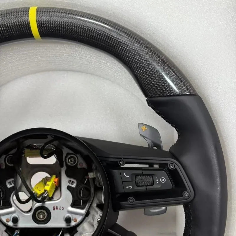 Leather Carbon Fiber Steering Wheel for Porsche Taycan Family
