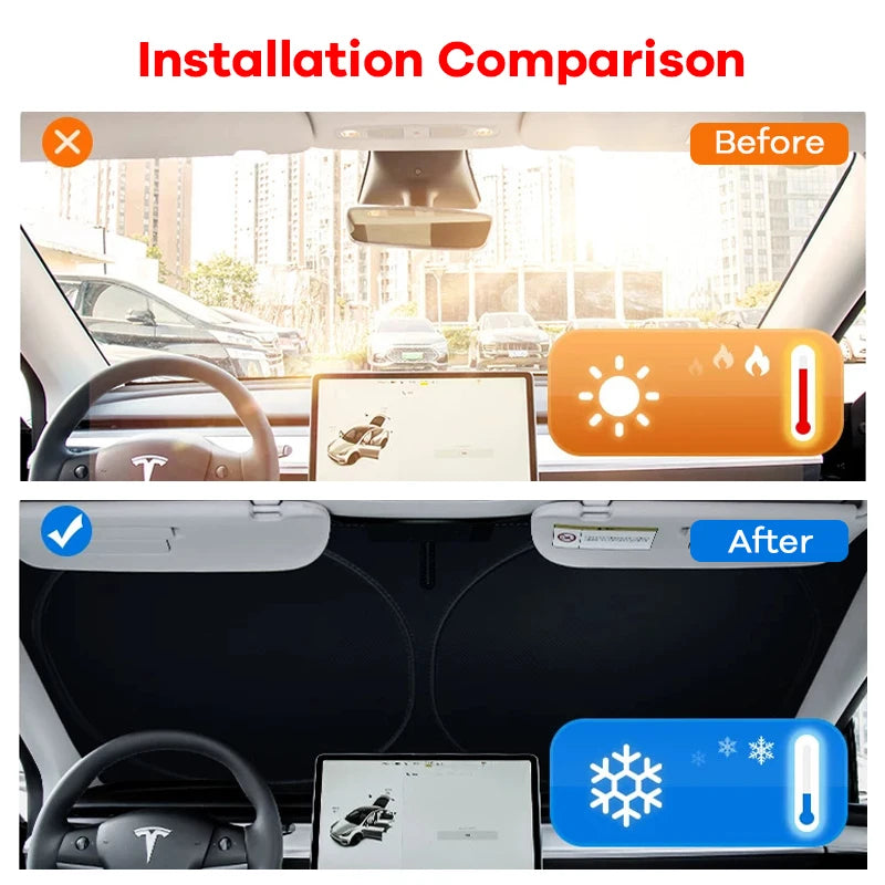 Front Windshield Sunshade for Model 3 & Model Y (2017-2026)