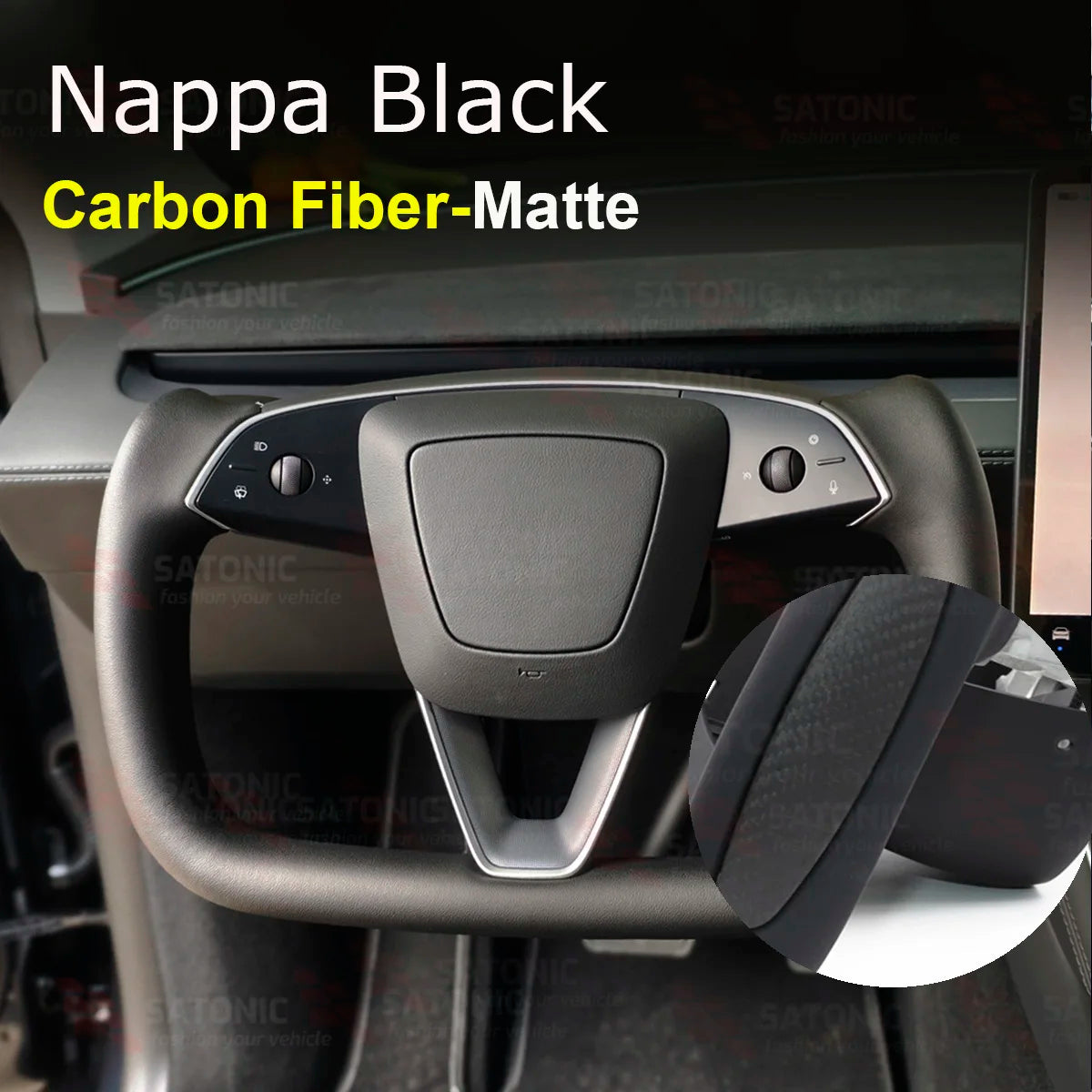 Heated Sports Yoke Steering Wheel for Model Y Juniper — Nappa