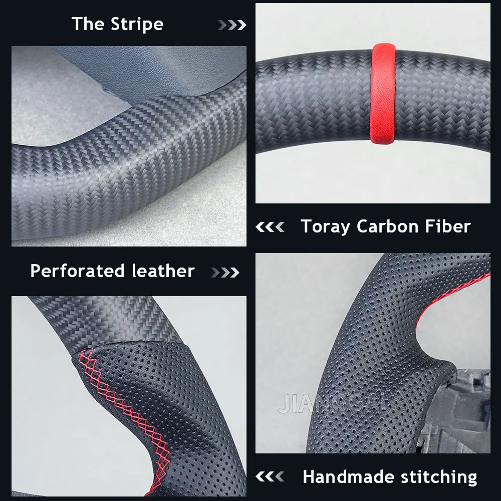 Carbon Fiber Leather Yoke Steering Wheel for Model 3 / Model Y (2018–2024)