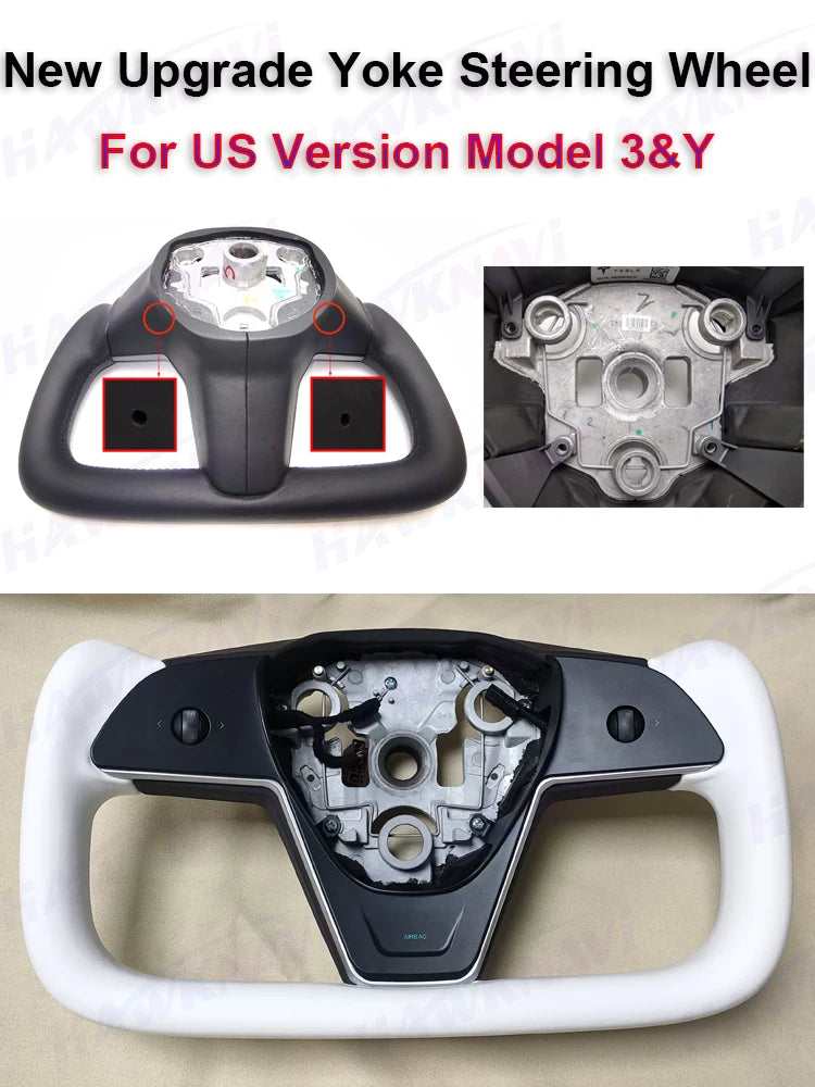 377mm Heated Yoke Steering Wheel for Model 3 / Model Y (2017–2023)