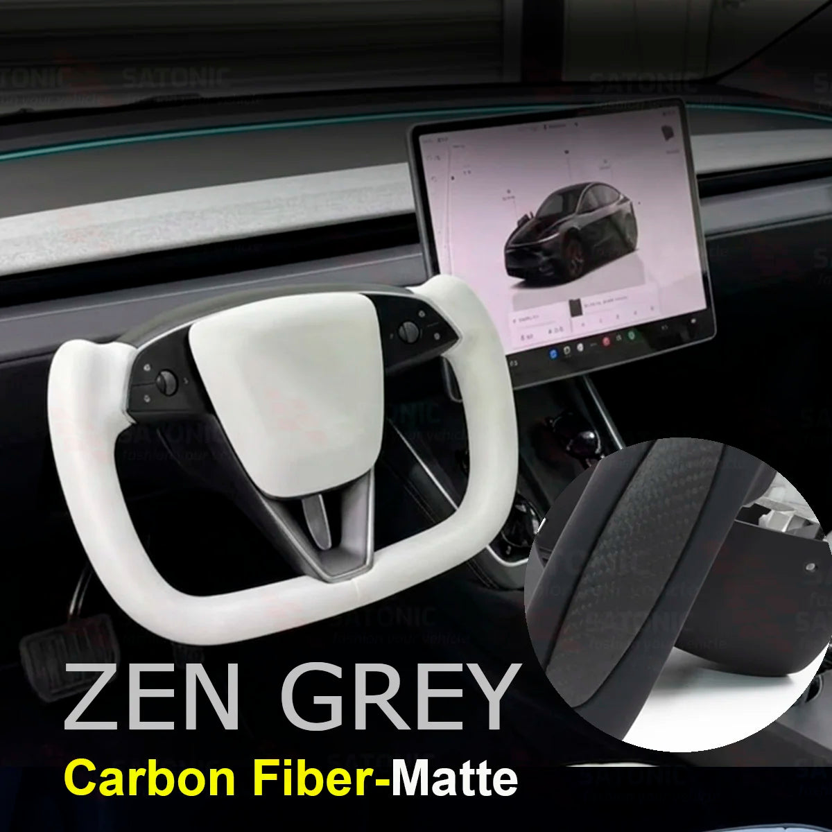 Heated Sports Yoke Steering Wheel for Model Y Juniper — Nappa