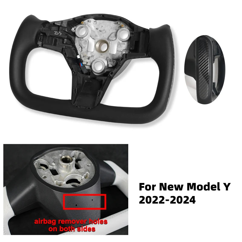 Carbon Fiber Leather Yoke Steering Wheel for Model 3 / Model Y (2018–2024)