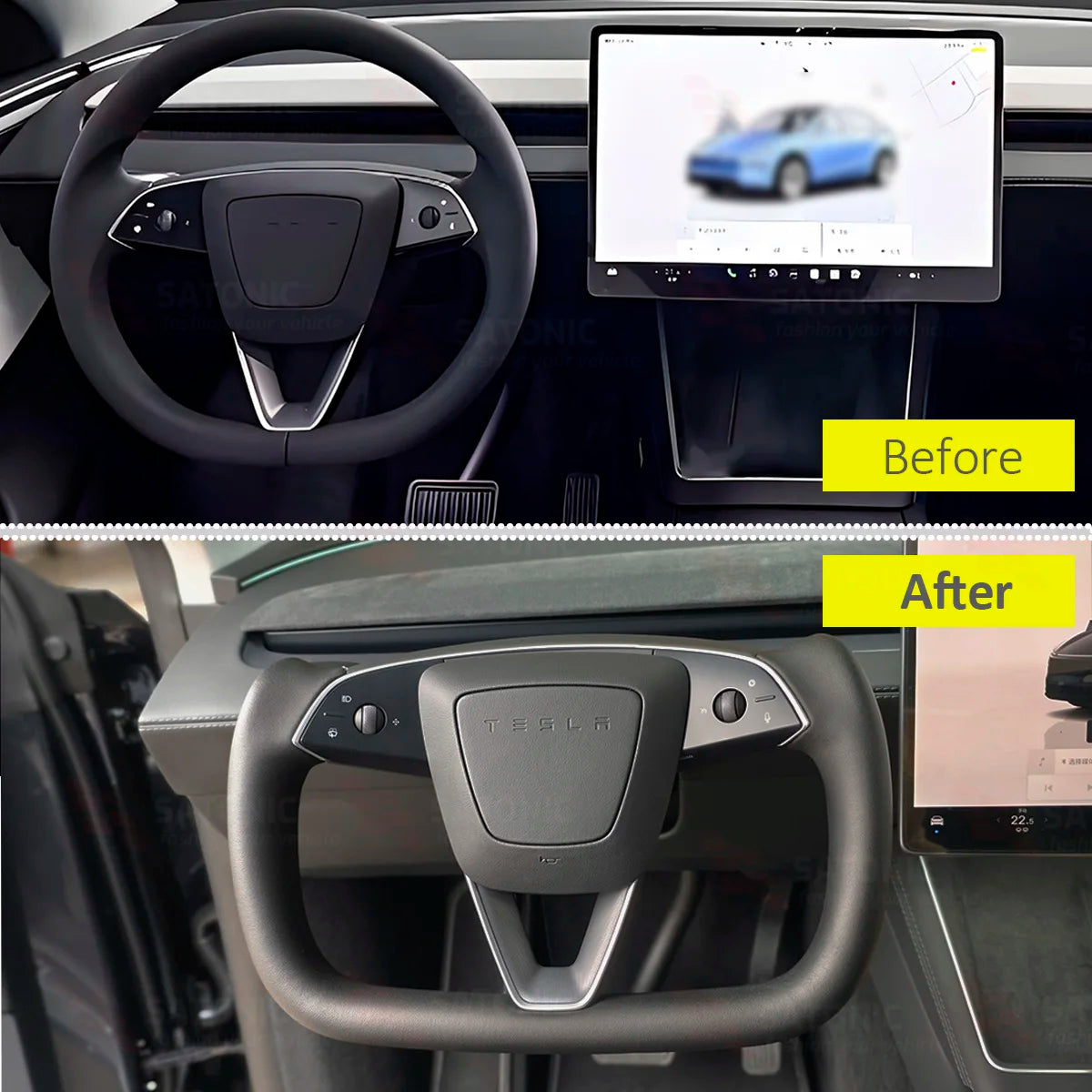 Heated Sports Yoke Steering Wheel for Model Y Juniper — Nappa