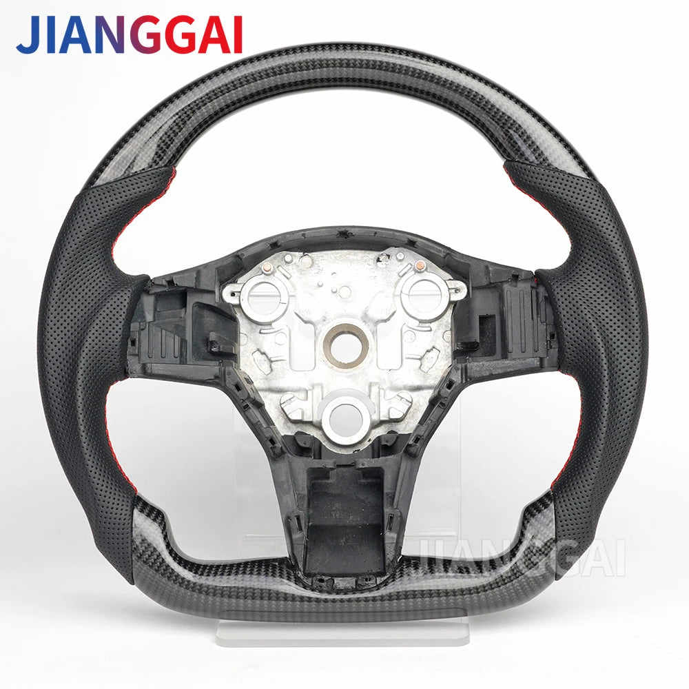 Carbon Fiber Leather Yoke Steering Wheel for Model 3 / Model Y (2018–2024)