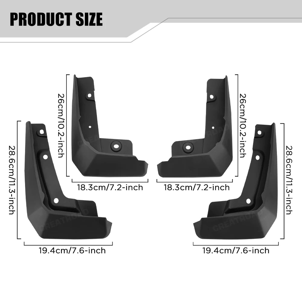 No-Drill Mud Flaps for Mustang Mach-E (2021-2025), Set of 4