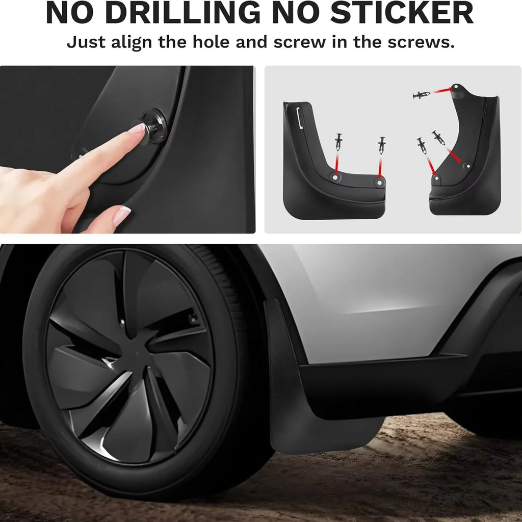 No-Drill Mud Flaps for Model 3 Highland (2024+) & Model Y Juniper (2025+)