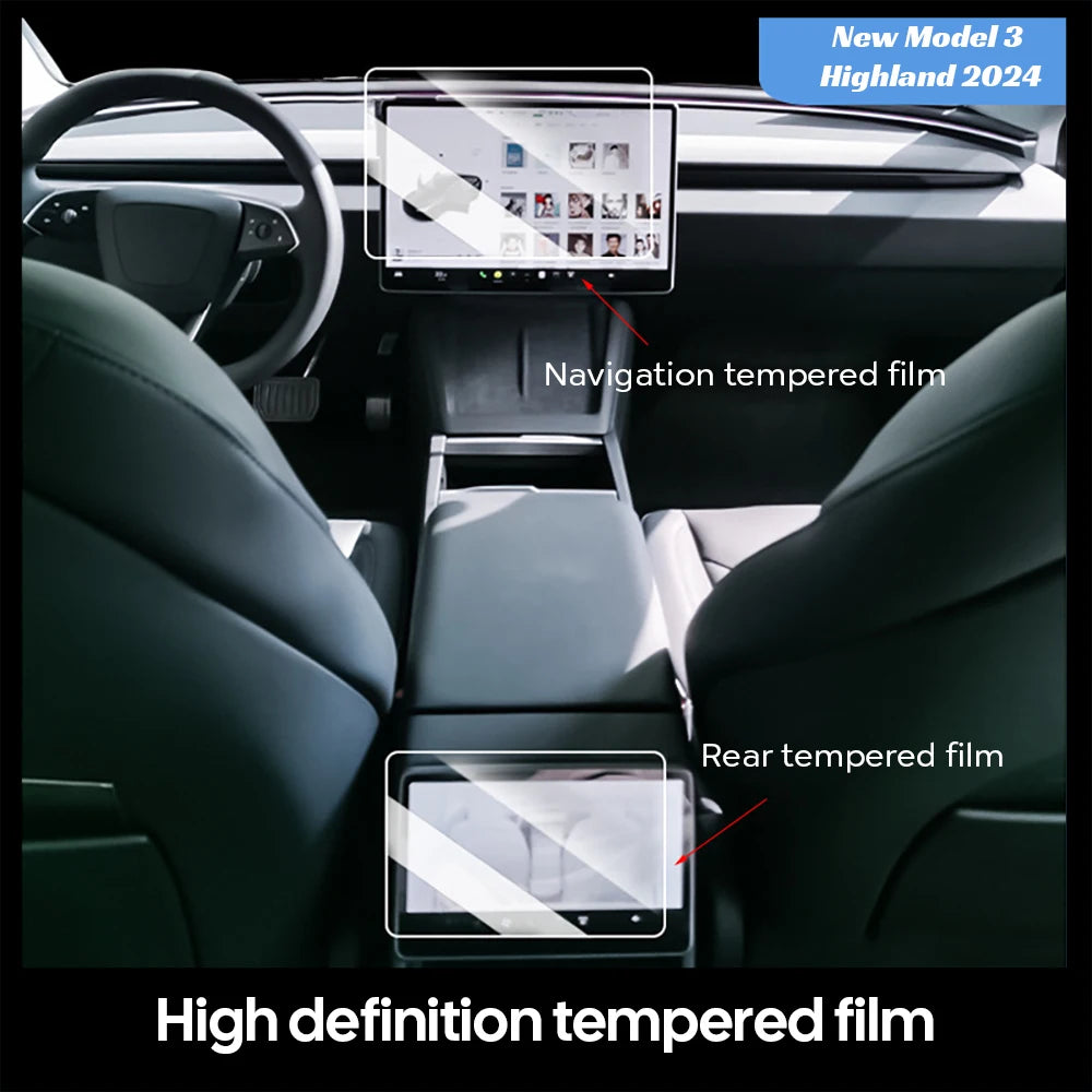 Tempered Glass Rear Display Screen Protector for Model 3 Highland (2024+) & Model Y Juniper (2025+)