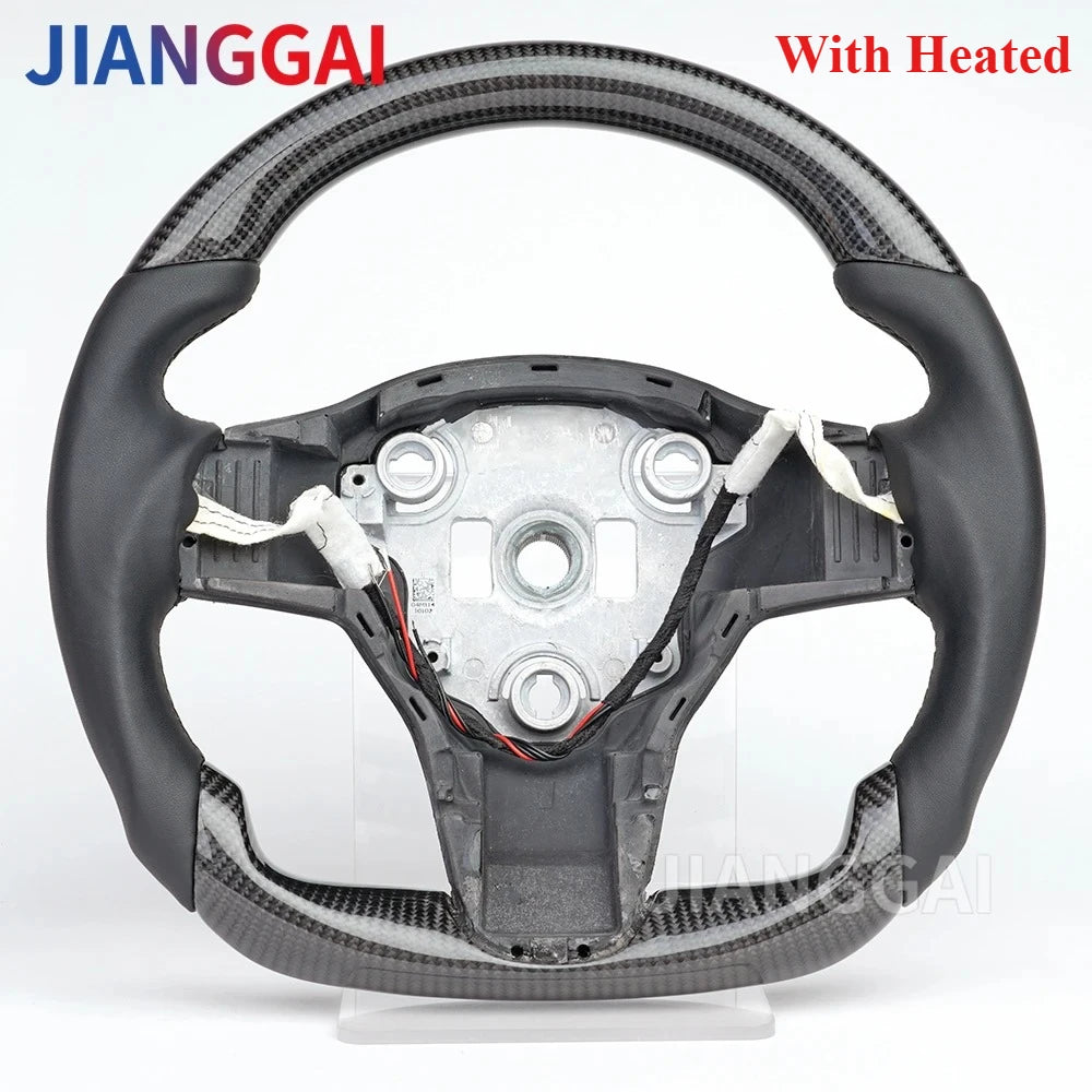 Carbon Fiber Leather Yoke Steering Wheel for Model 3 / Model Y (2018–2024)