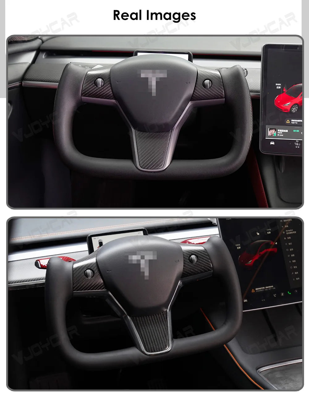 Budget Heated Carbon Yoke Steering Wheel for Model 3 / Model Y