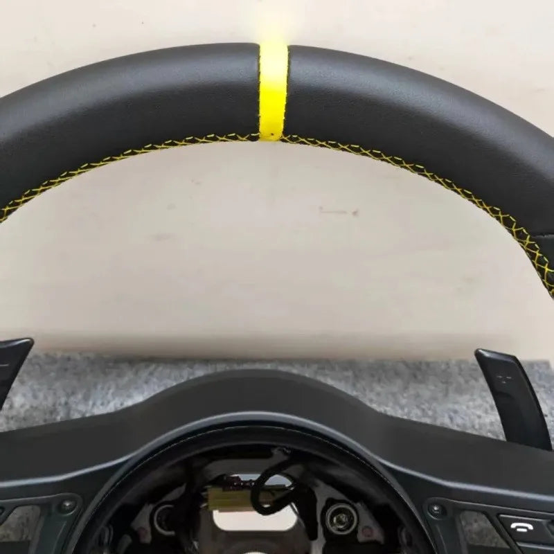 Leather Carbon Fiber Steering Wheel for Porsche Taycan Family