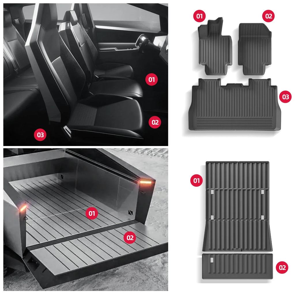 TPE All-Weather Floor & Rear Trunk Mats for Cybertruck