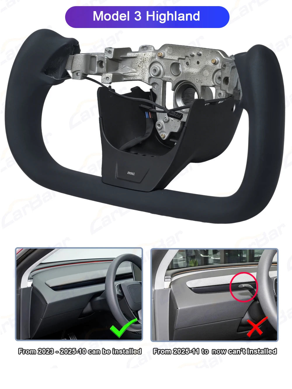 Yoke 3.0 Seamless Steering Wheel for Model Y Juniper / Model 3 Highland