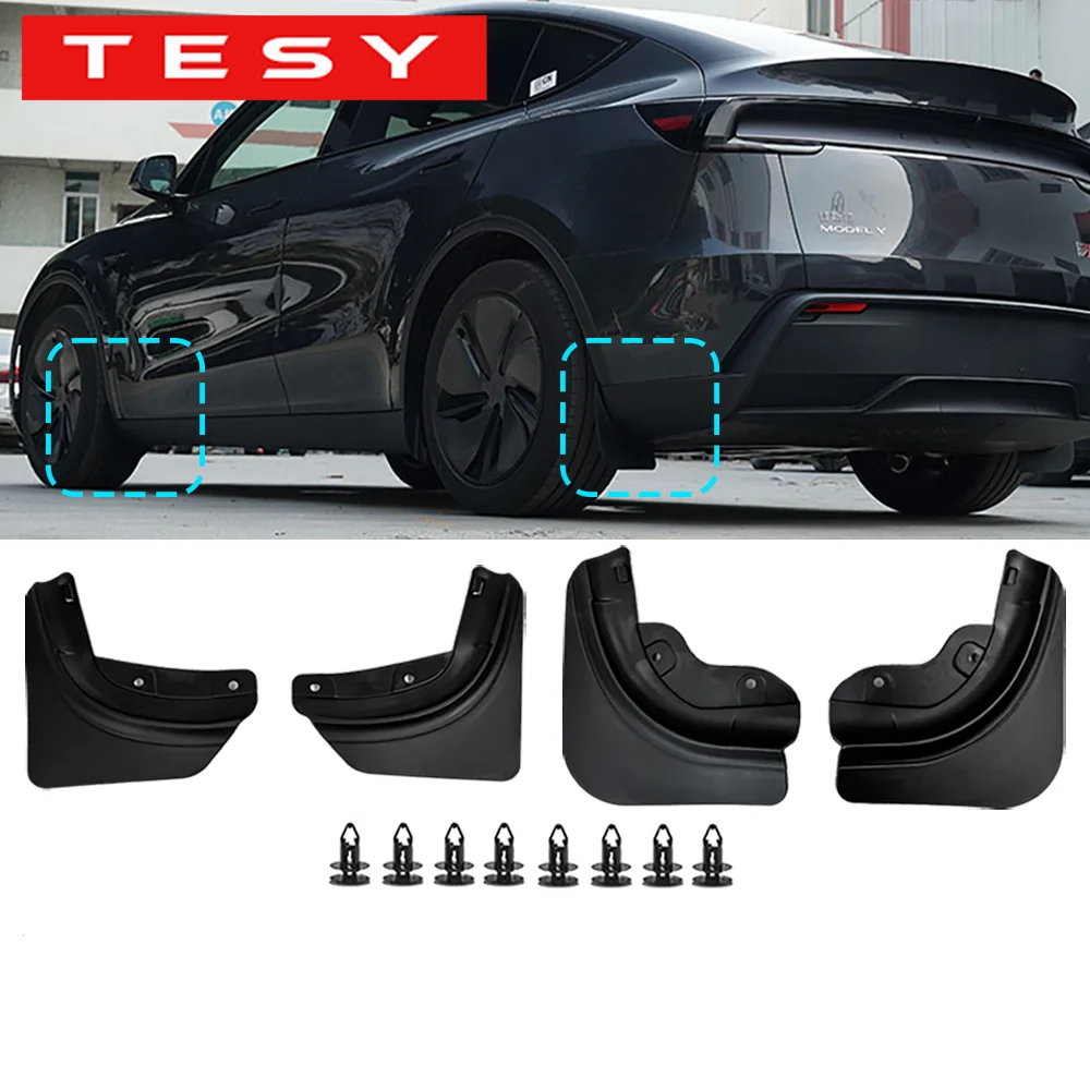 No-Drill Mud Flaps for Model Y Juniper (2025+), Set of 4