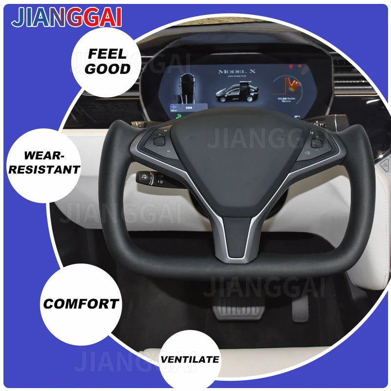 Heated Leather Yoke Steering Wheel for Model S / Model X (2014–2020)