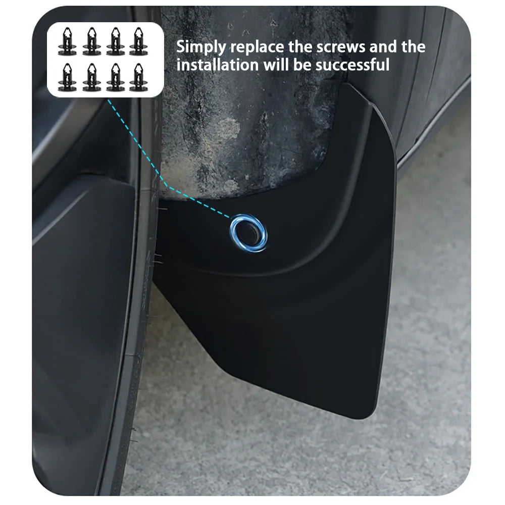 No-Drill Mud Flaps for Model Y Juniper (2025+), Set of 4
