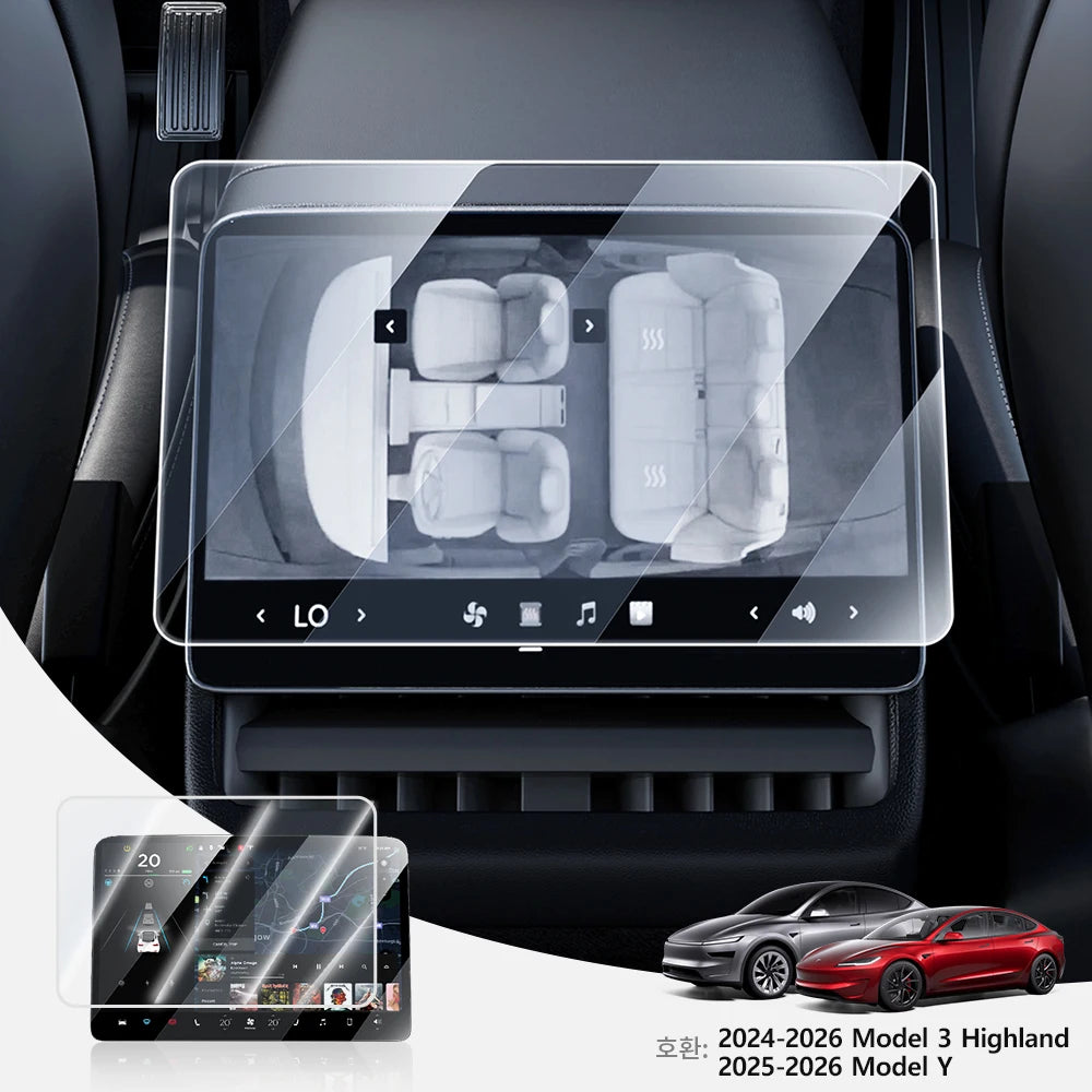 Rear-Row Tempered Glass Screen Protector for Model 3 / Model Y (Highland & Juniper 2024+)
