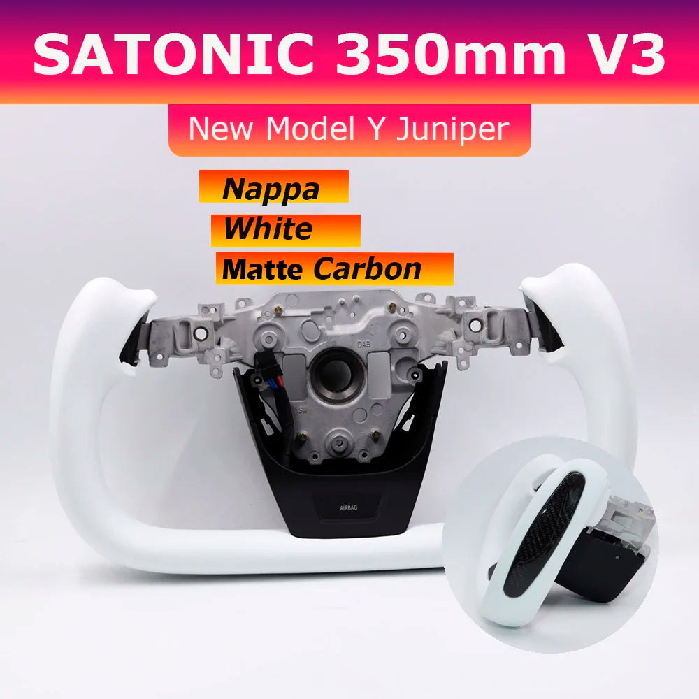 Custom Heated Yoke Steering Wheel for Model Y Juniper — Sport Colors