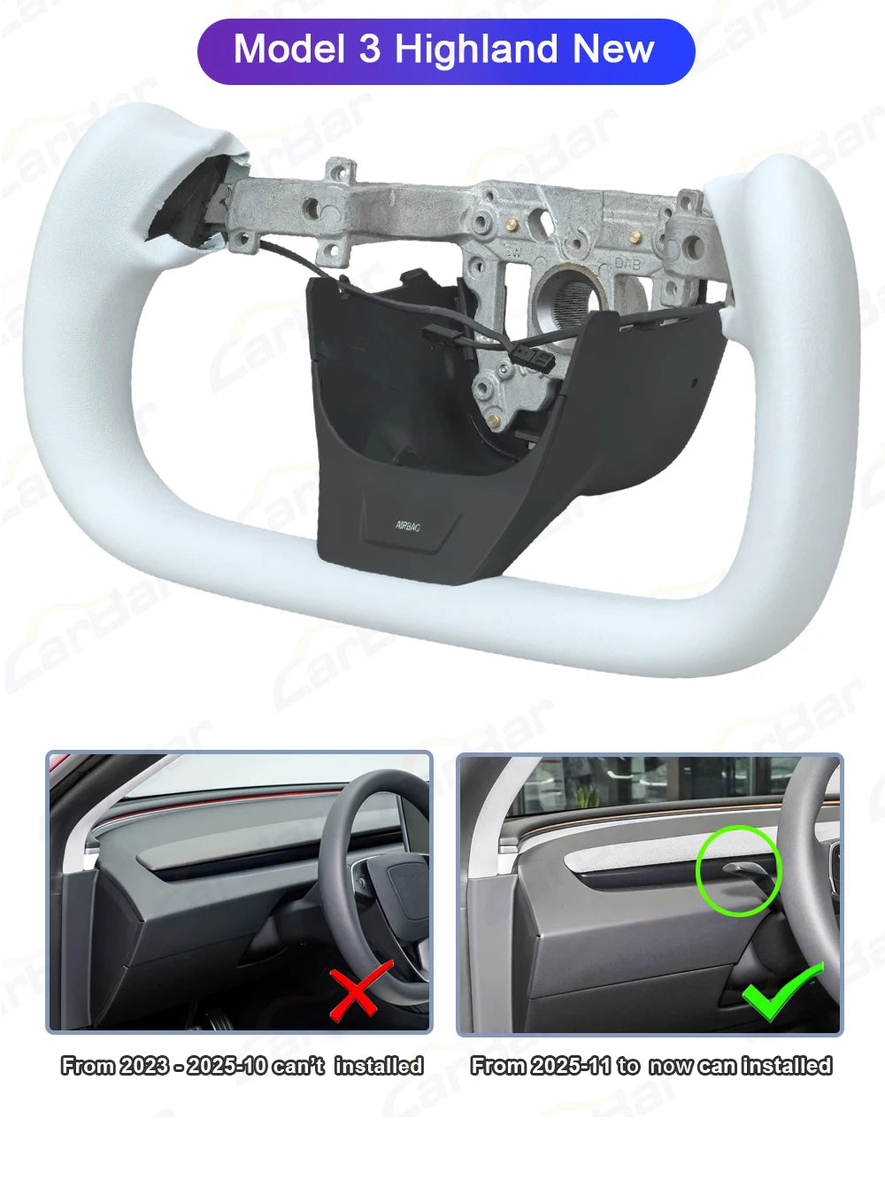 Yoke 3.0 Seamless Steering Wheel for Model Y Juniper / Model 3 Highland