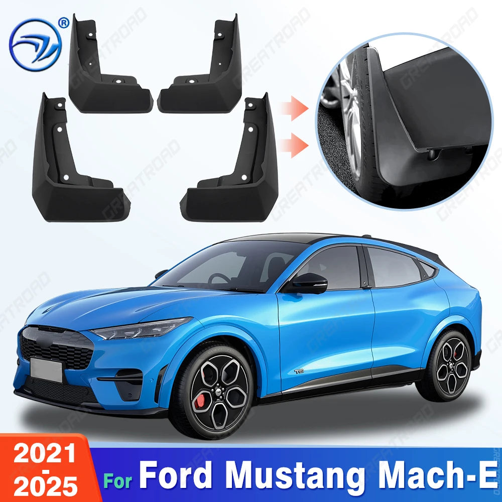 No-Drill Mud Flaps for Mustang Mach-E (2021-2025), Set of 4