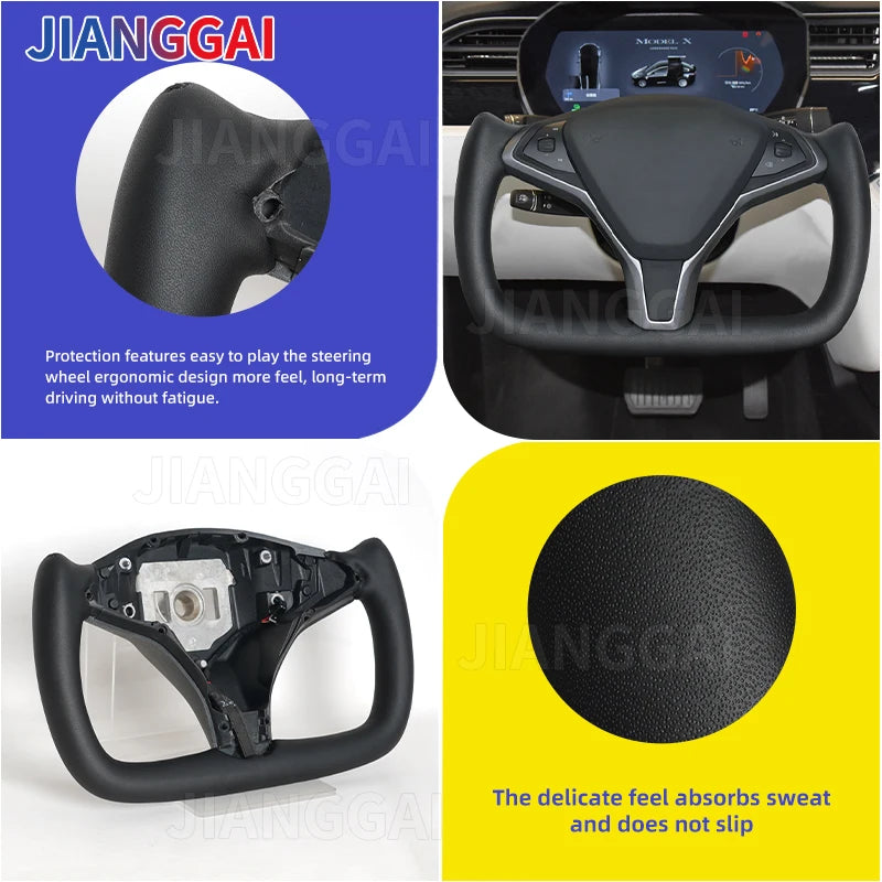 Heated Leather Yoke Steering Wheel for Model S / Model X (2014–2020)