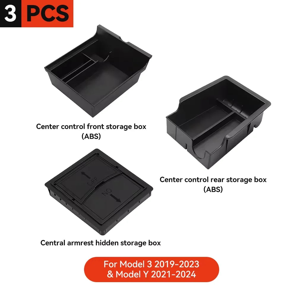 Center Armrest Hidden Storage Tray for Model 3 (2021-2023)