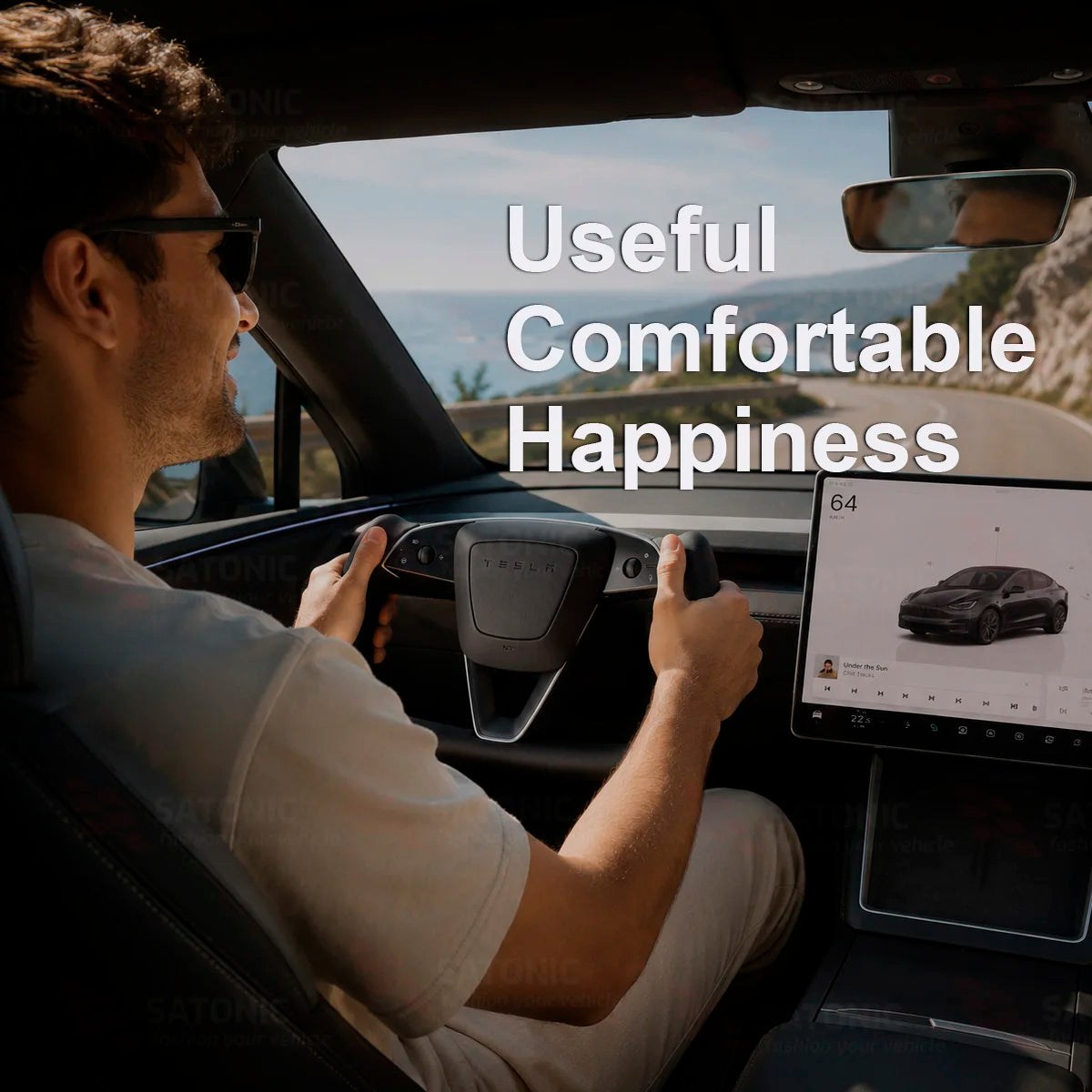 Heated Sports Yoke Steering Wheel for Model Y Juniper — Nappa
