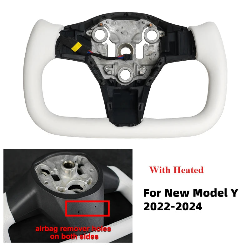 Carbon Fiber Leather Yoke Steering Wheel for Model 3 / Model Y (2018–2024)