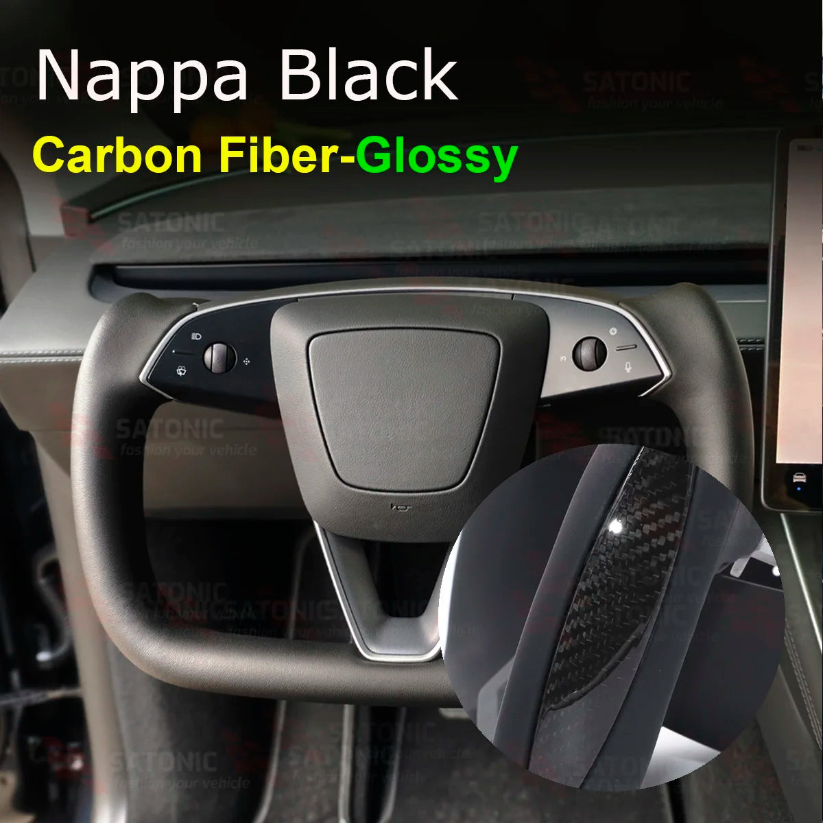 Heated Sports Yoke Steering Wheel for Model Y Juniper — Nappa