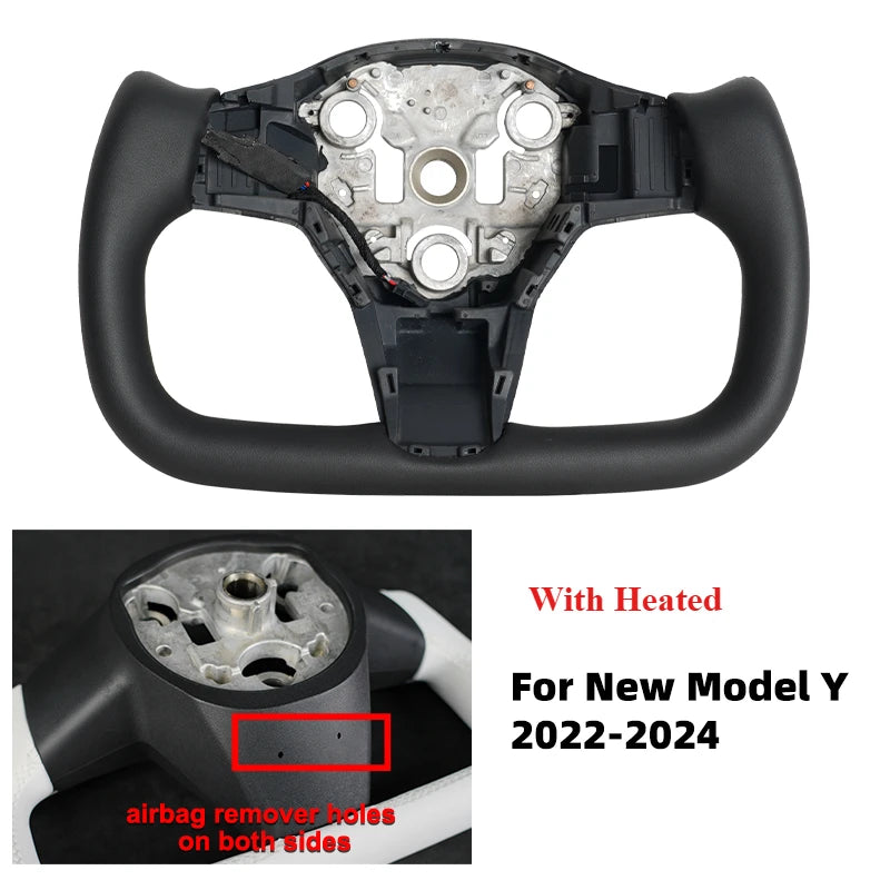 Carbon Fiber Leather Yoke Steering Wheel for Model 3 / Model Y (2018–2024)